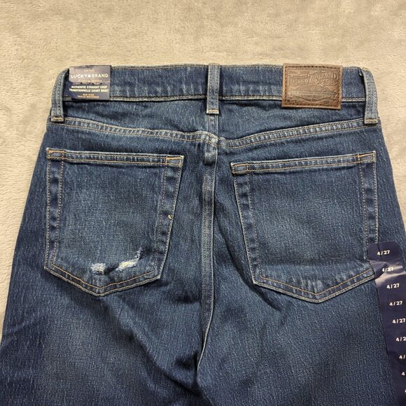 Lucky Brand Jeans Womens 4 27 Blue Authentic Straight Crop Mid Rise Distressed - Picture 3 of 15
